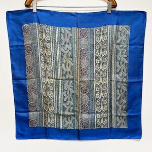 Vintage Liberty of London Cobalt Blue Scarf, 60s, 70s, abstract floral & coral